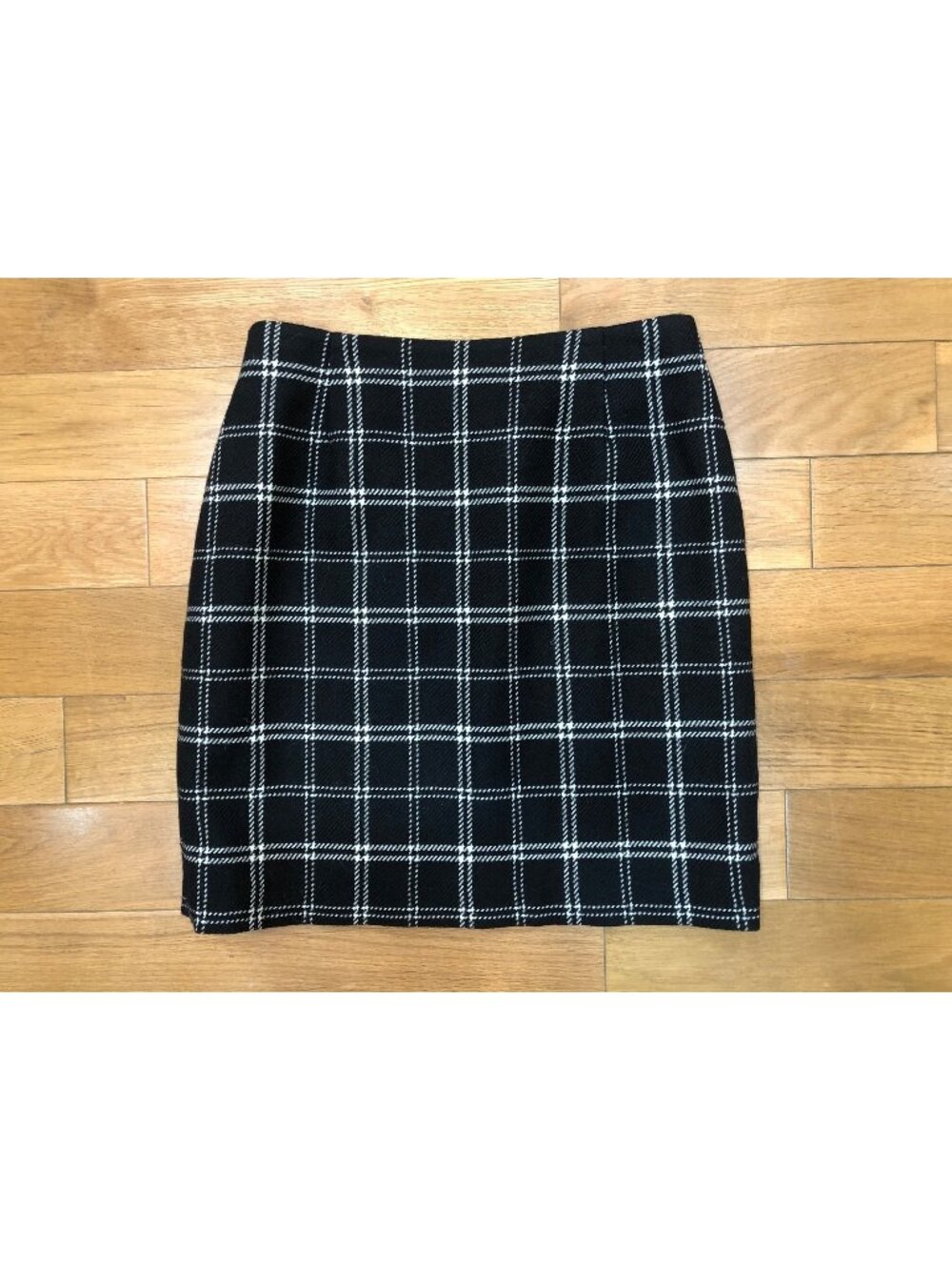 Petite Sophisticate Wool Black White Plaid Mini Skirt Sz 0 Lined Dark Academia